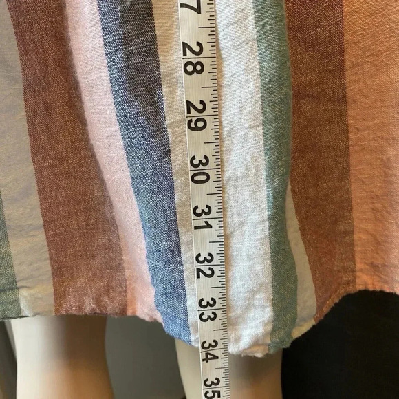 American Eagle Striped Cotton Linen Halter Mini Dress Beach Summer Pocket L - Picture 3 of 9